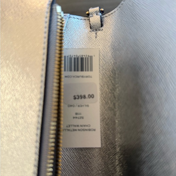 Tory Burch Silver Leather Robinson Wallet On Chain – Brand New - Picture 4 of 11